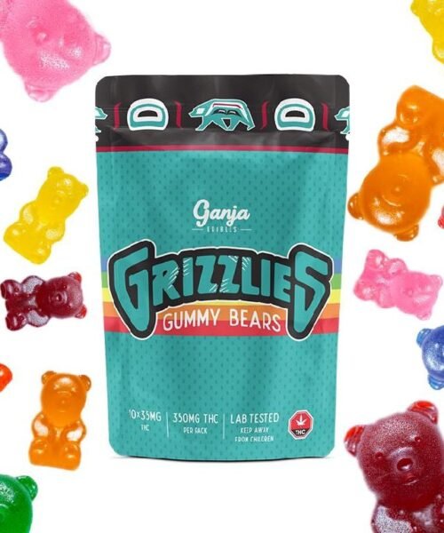 Ganja Edibles – Grizzlies Gummy Bears Green Apple Flavour 350mg THC